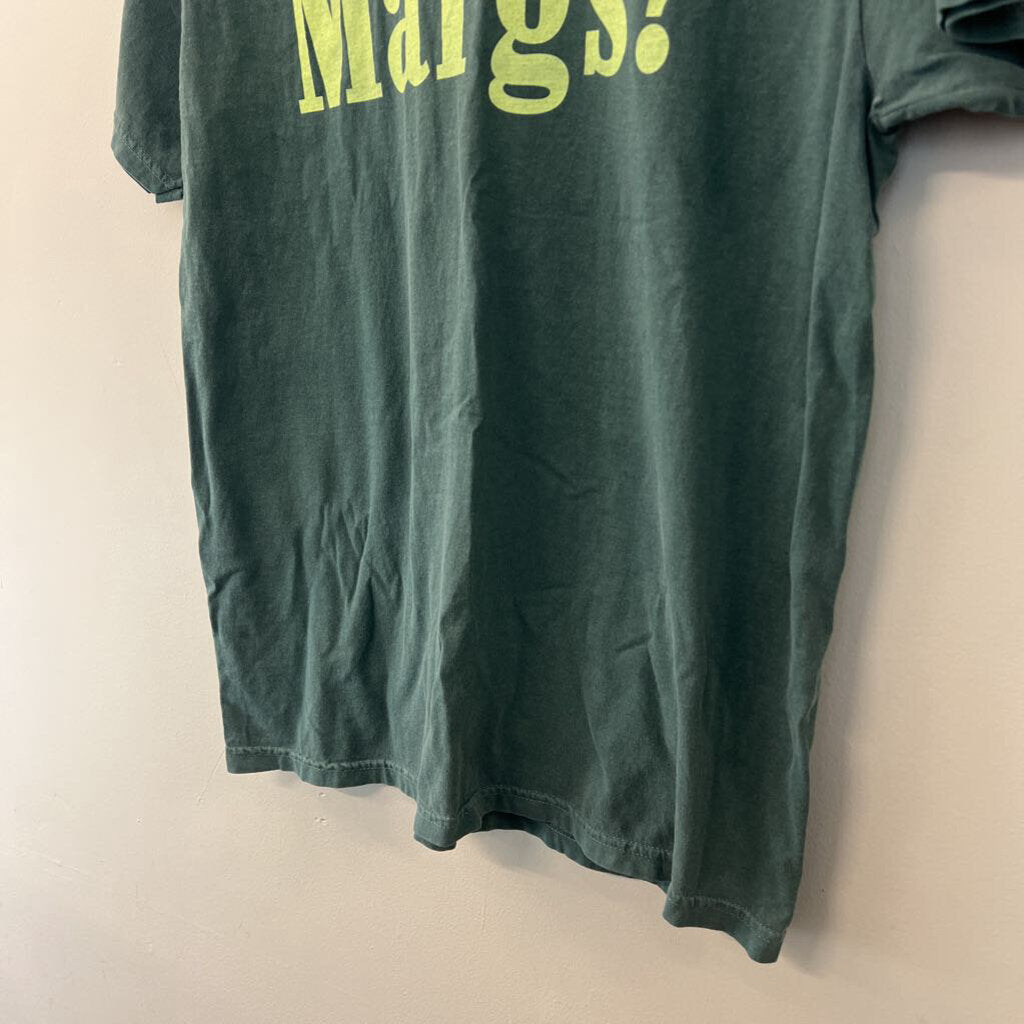 Comfort Colors Green Short Sleeve 'Margs?' Graphic Tee Large