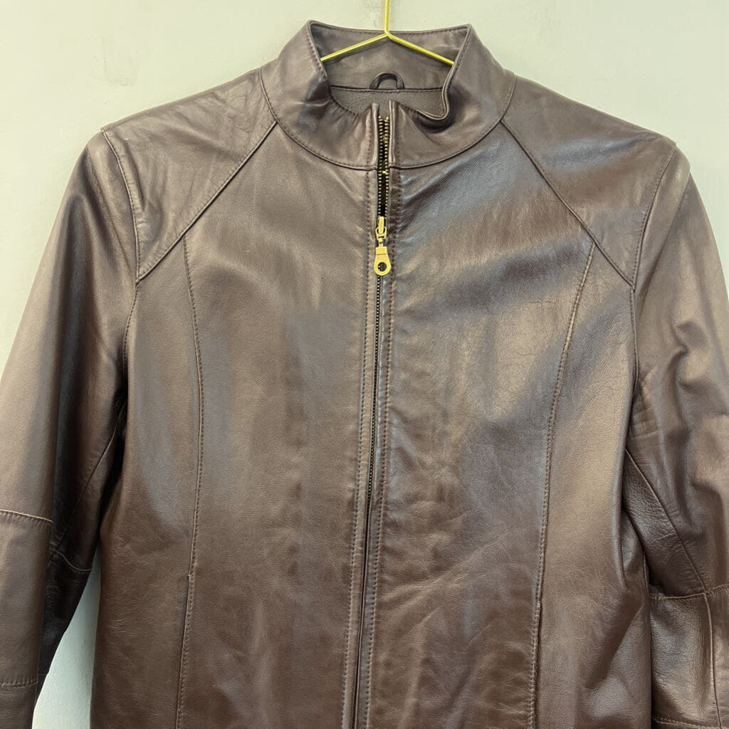 Wilsons Leather Brown Leather Zip Up Jacket Medium