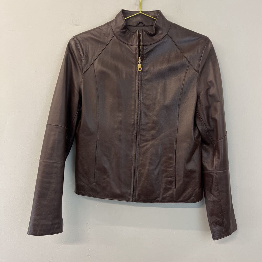 Wilsons Leather Brown Leather Zip Up Jacket Medium