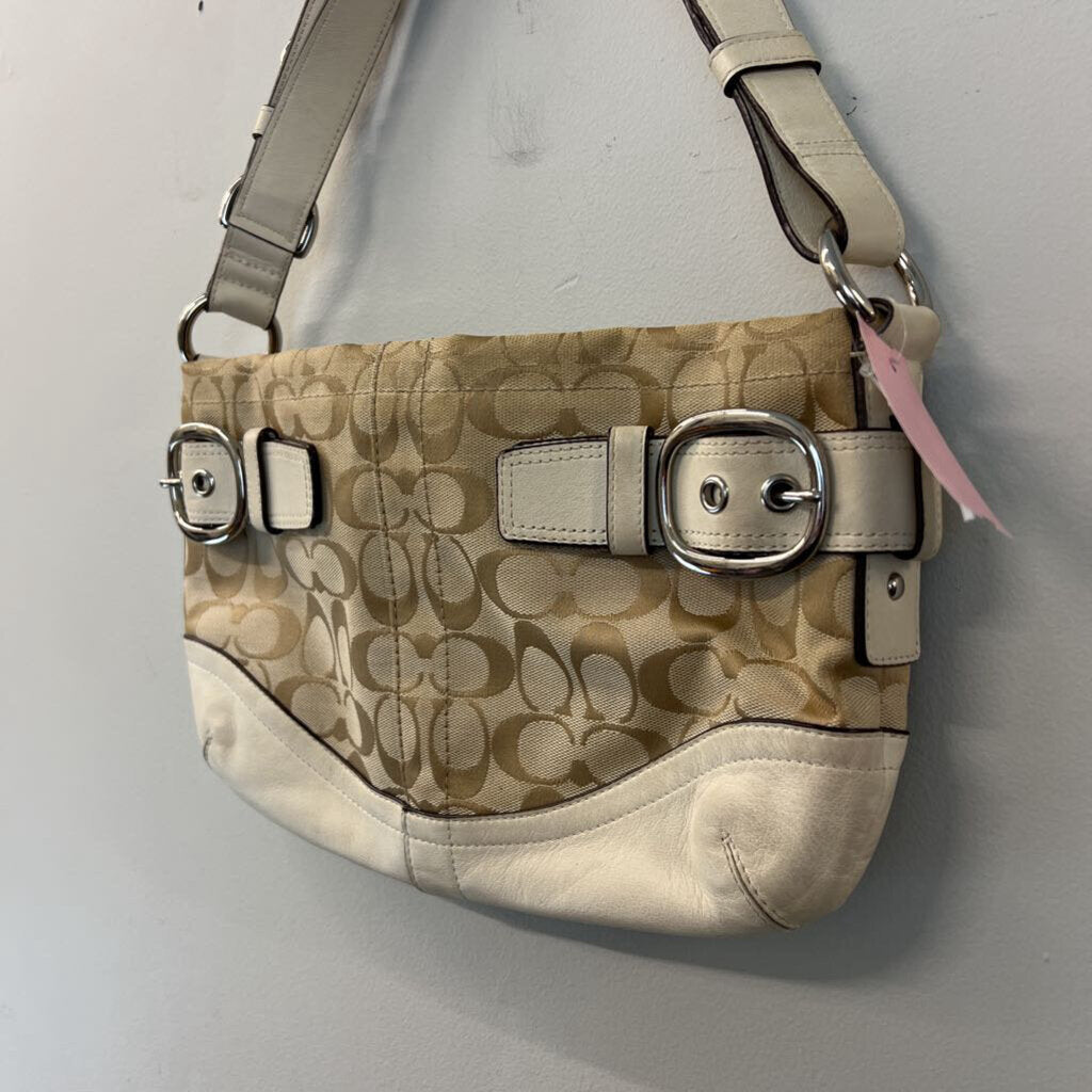 Coach Beige/ Cream Signature Logo Small Purse