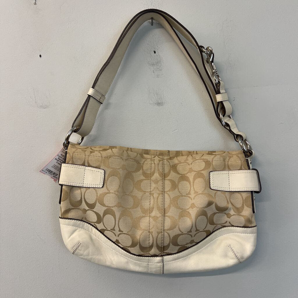 Coach Beige/ Cream Signature Logo Small Purse