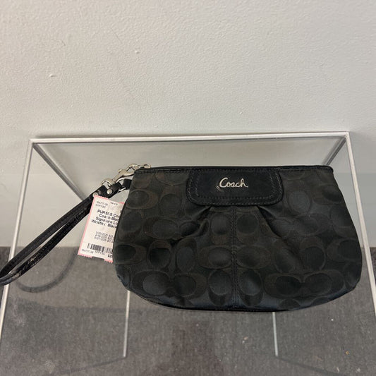 Coach Black Signature Logo Wristlet