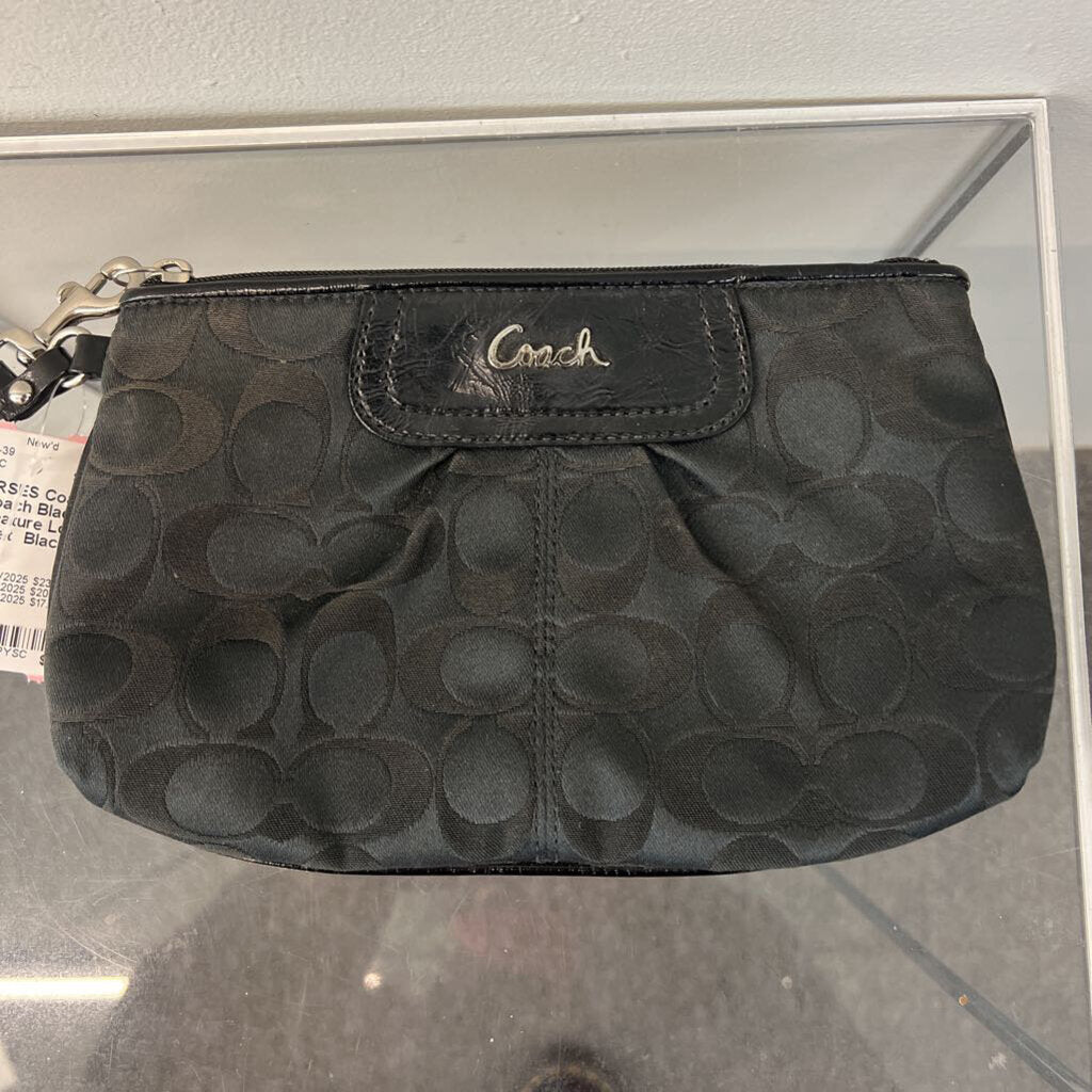 Coach Black Signature Logo Wristlet