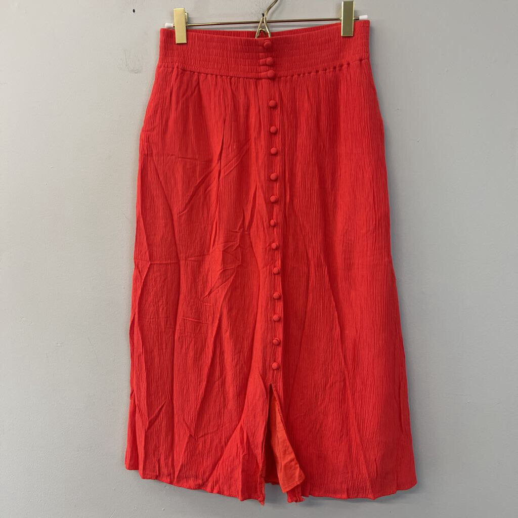 Madewell Coral Button Front Midi Skirt XXS