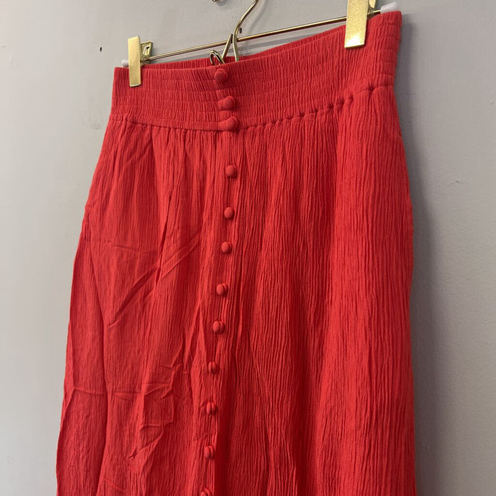 Madewell Coral Button Front Midi Skirt XXS