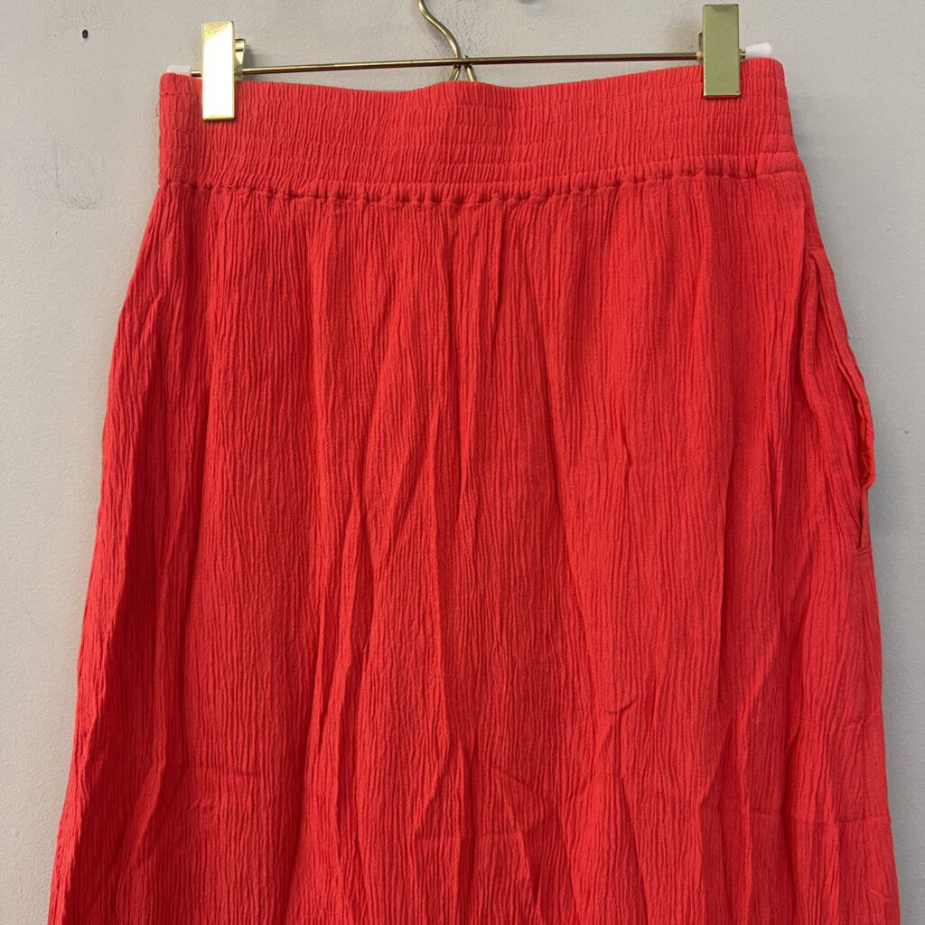 Madewell Coral Button Front Midi Skirt XXS