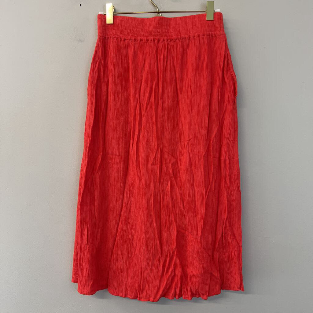 Madewell Coral Button Front Midi Skirt XXS