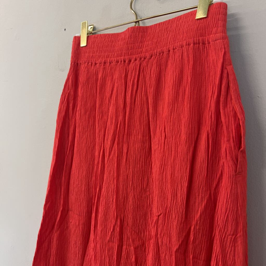 Madewell Coral Button Front Midi Skirt XXS