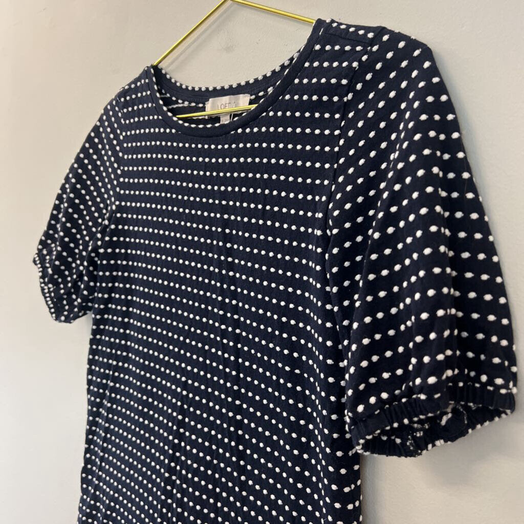 Loft Navy/ White Dot Short Sleeve Top Extra Small