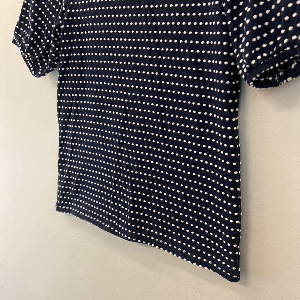 Loft Navy/ White Dot Short Sleeve Top Extra Small