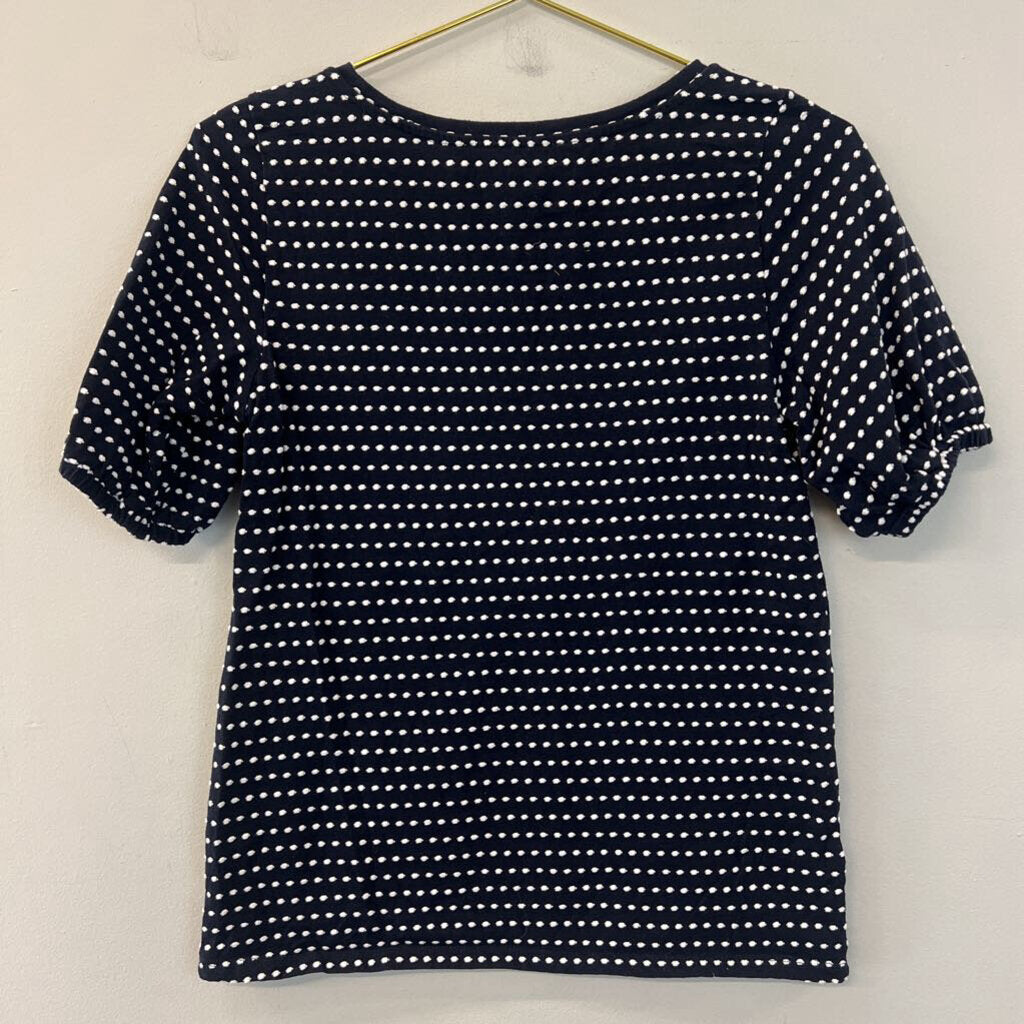 Loft Navy/ White Dot Short Sleeve Top Extra Small