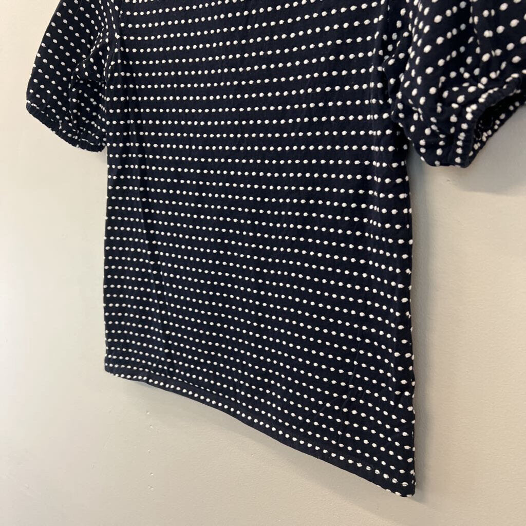 Loft Navy/ White Dot Short Sleeve Top Extra Small