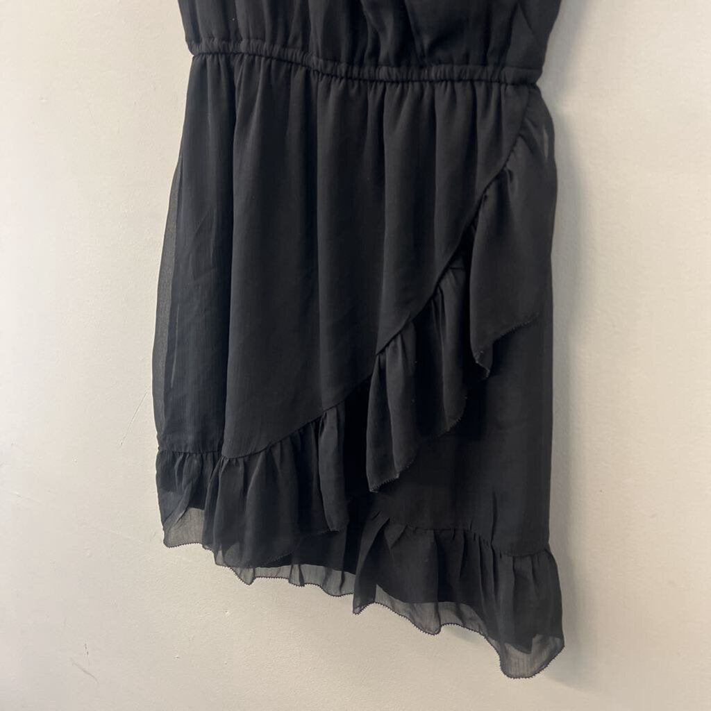 Abercrombie and Fitch Black Short Sleeve Ruffle Detail Dress Small