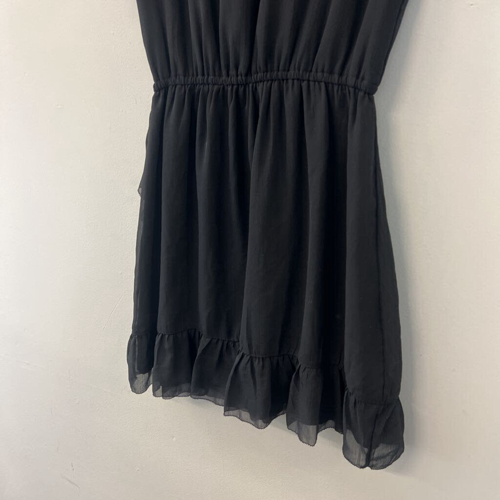 Abercrombie and Fitch Black Short Sleeve Ruffle Detail Dress Small