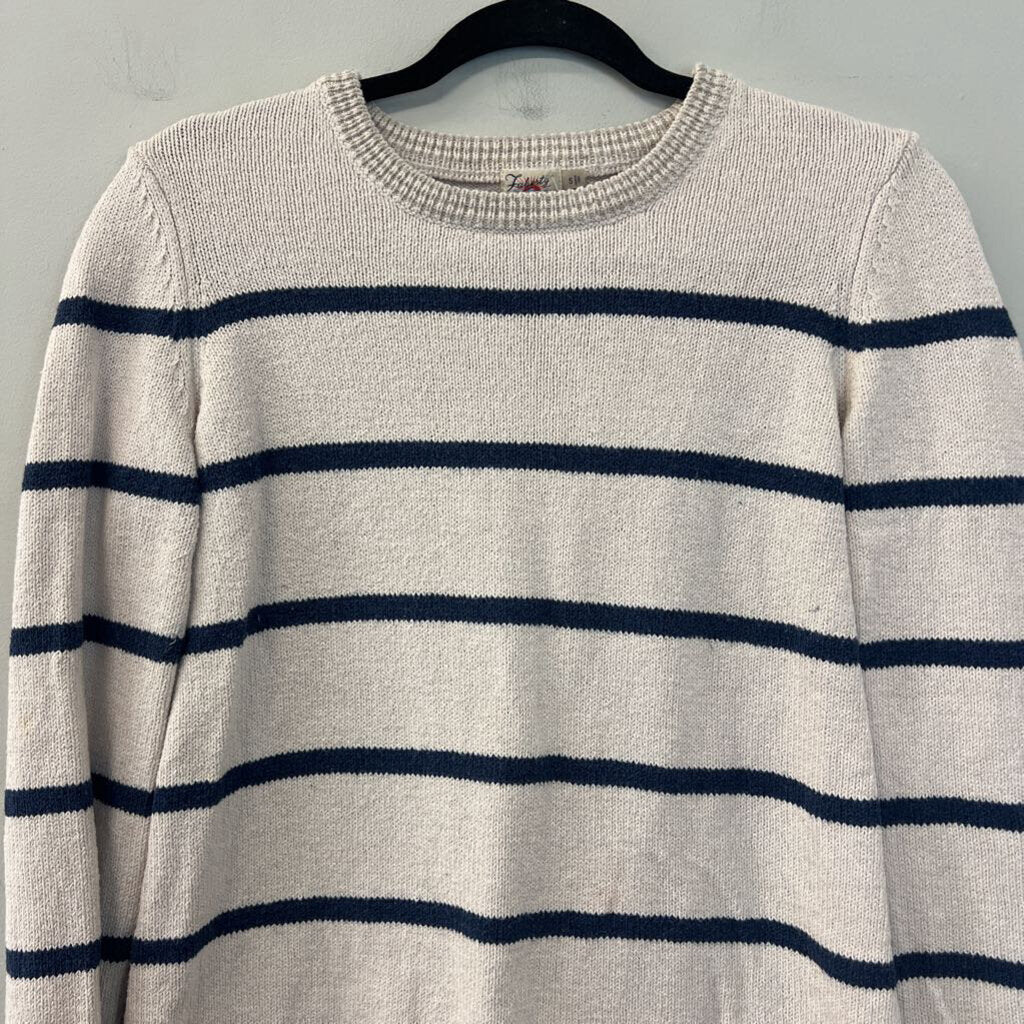 Faherty Cream/ Navy Striped Long Sleeve Sweater Top Small