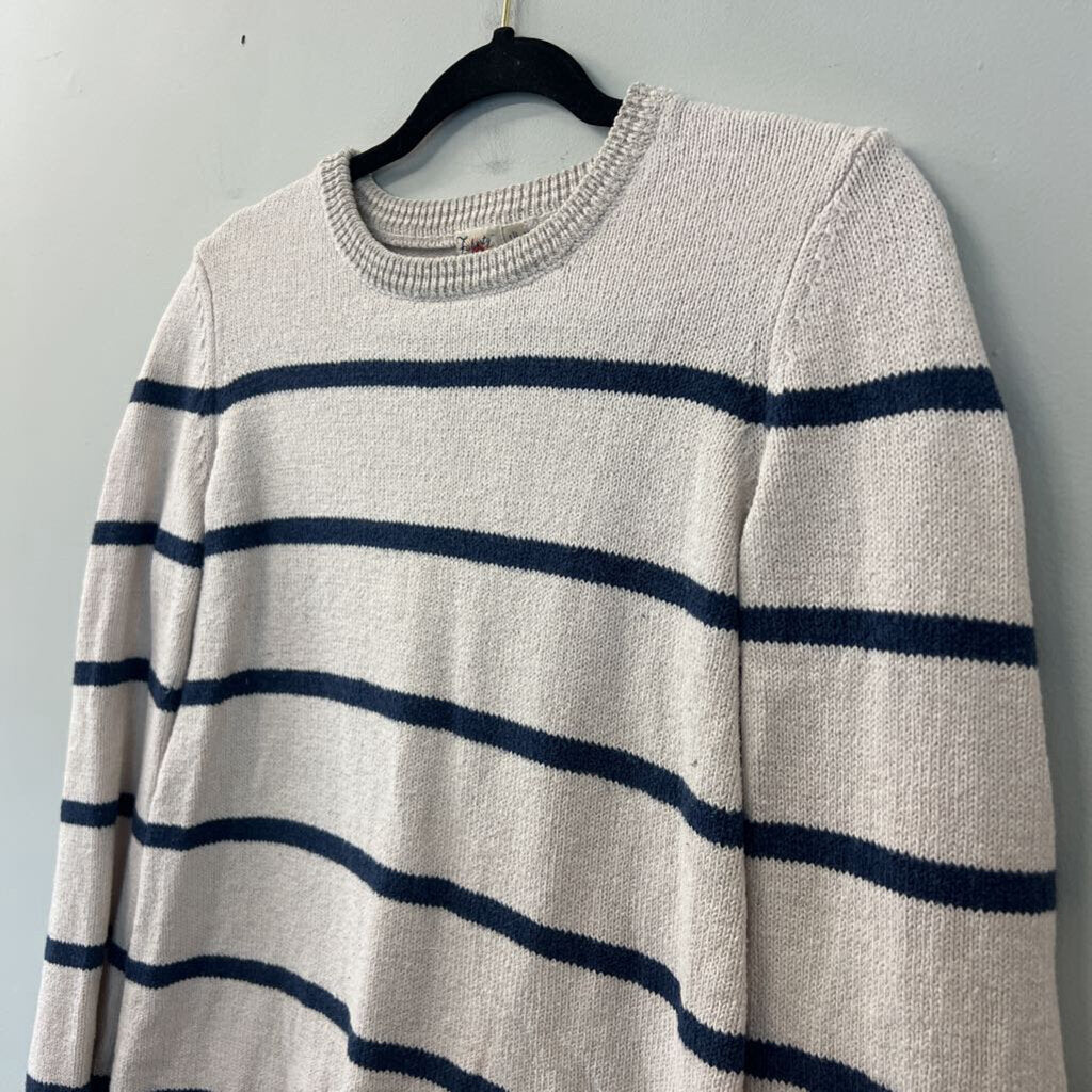 Faherty Cream/ Navy Striped Long Sleeve Sweater Top Small