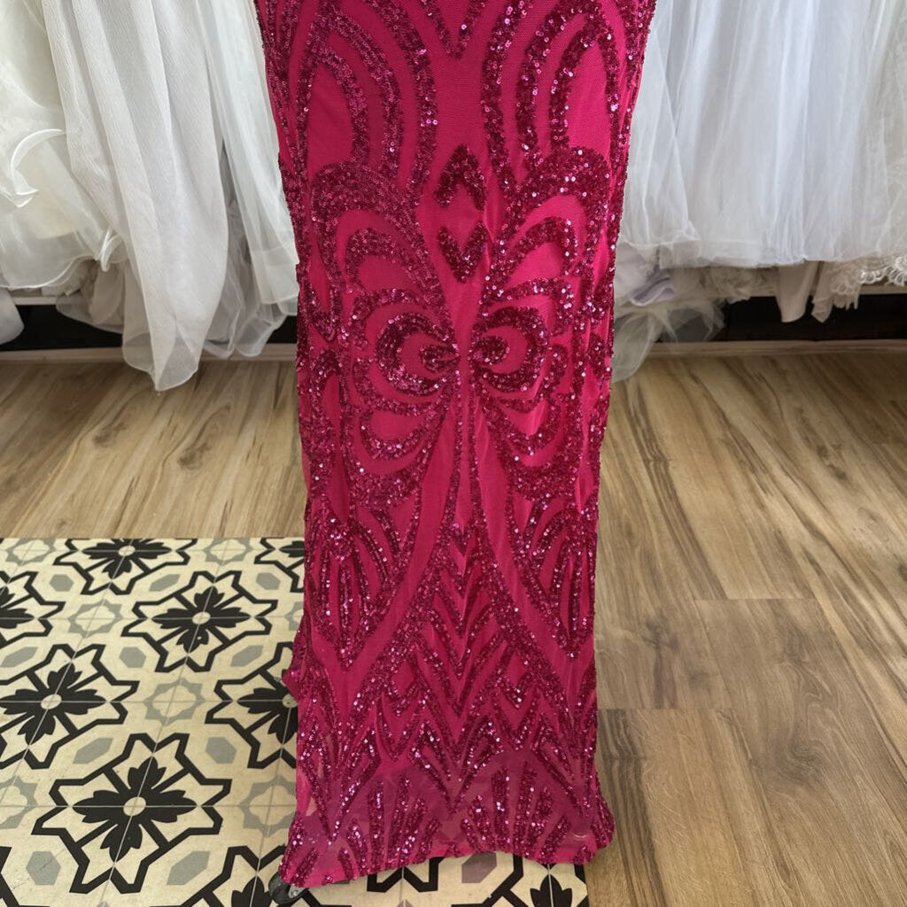 B. Smart Hot Pink Sequin Long Formal 5