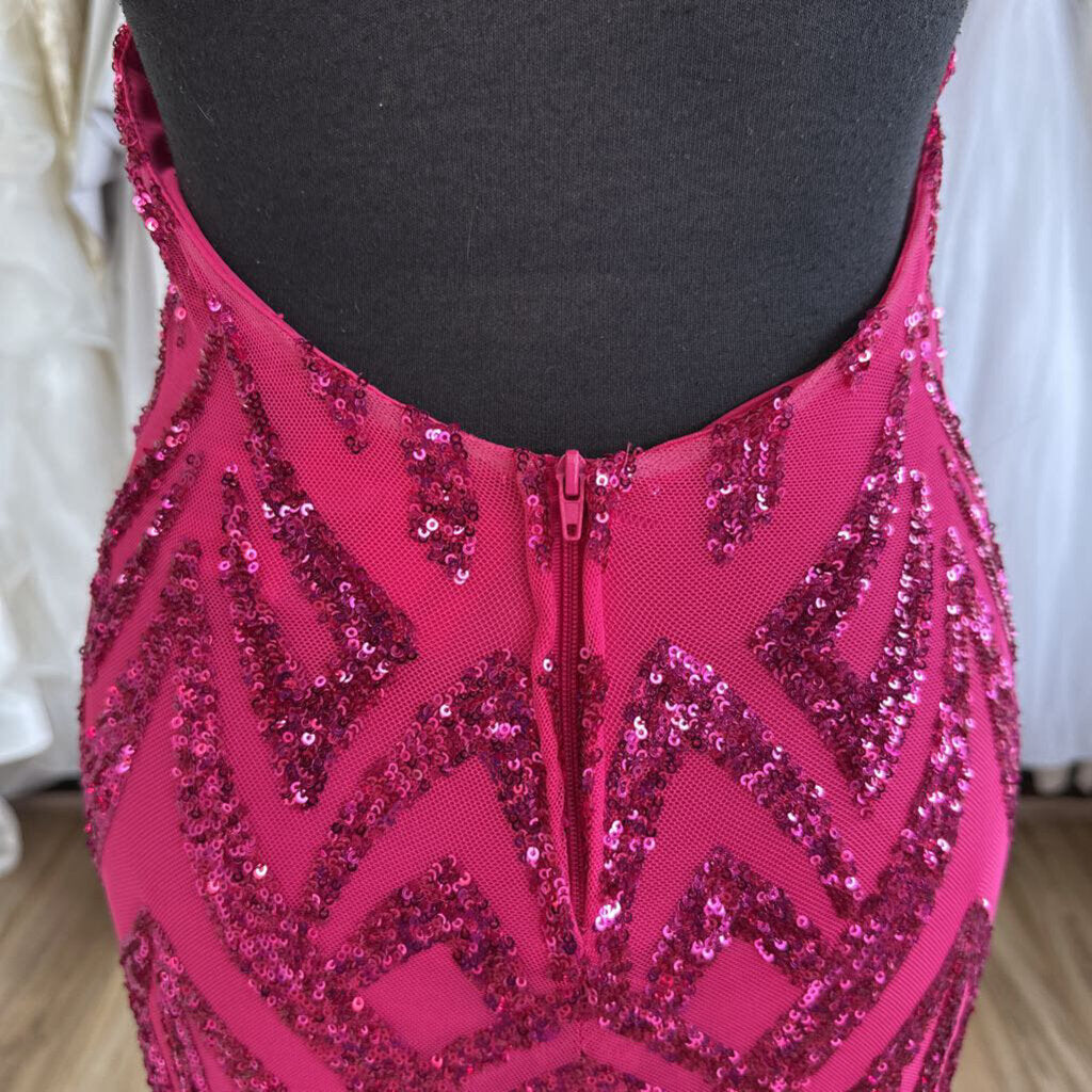 B. Smart Hot Pink Sequin Long Formal 5