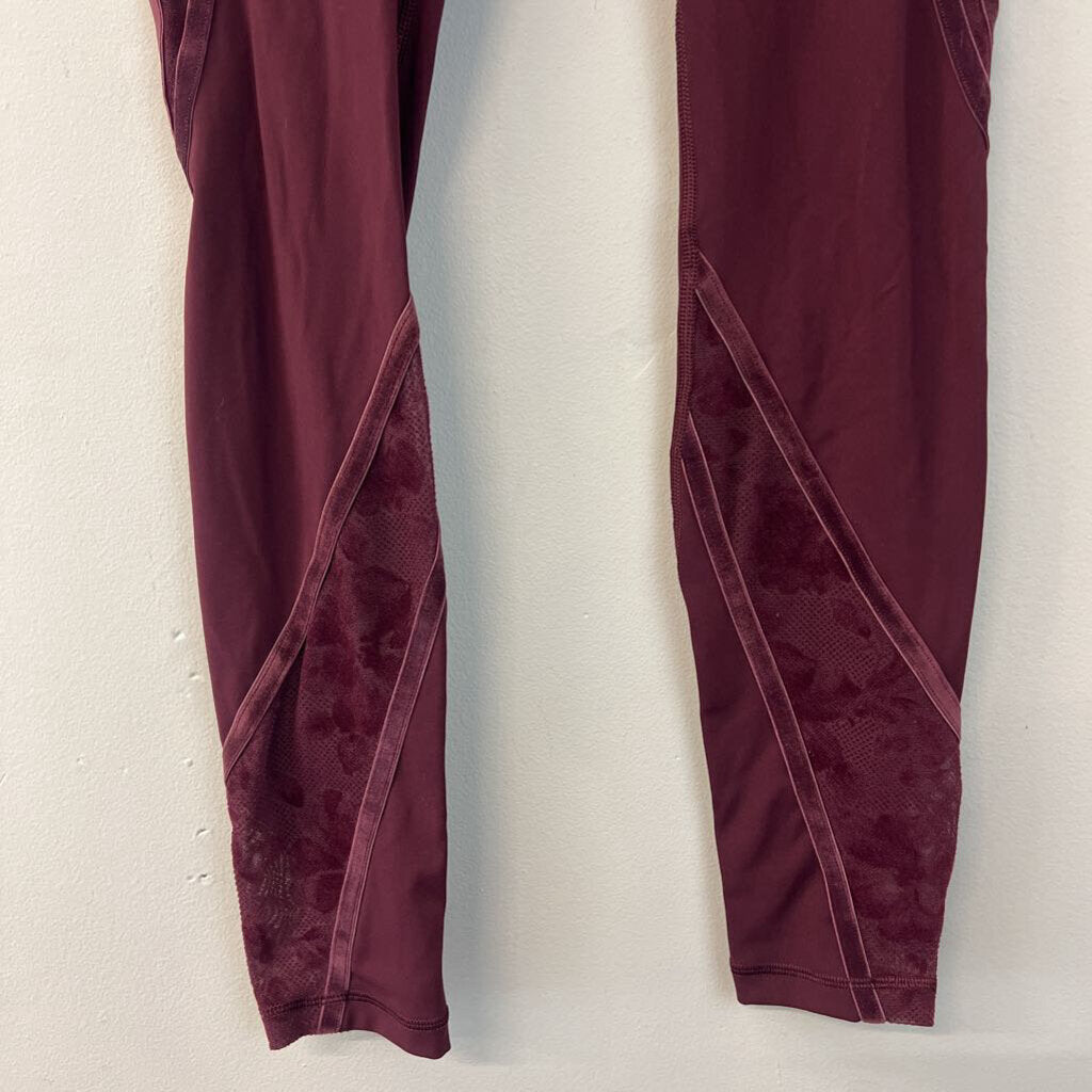 Lululemon Burgundy Full Length Mesh/ Velvet Detail Leggings 4