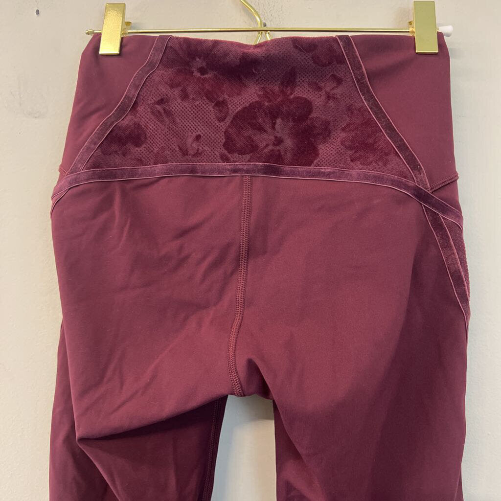 Lululemon Burgundy Full Length Mesh/ Velvet Detail Leggings 4