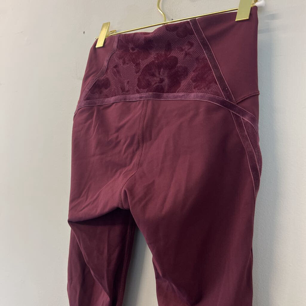 Lululemon Burgundy Full Length Mesh/ Velvet Detail Leggings 4