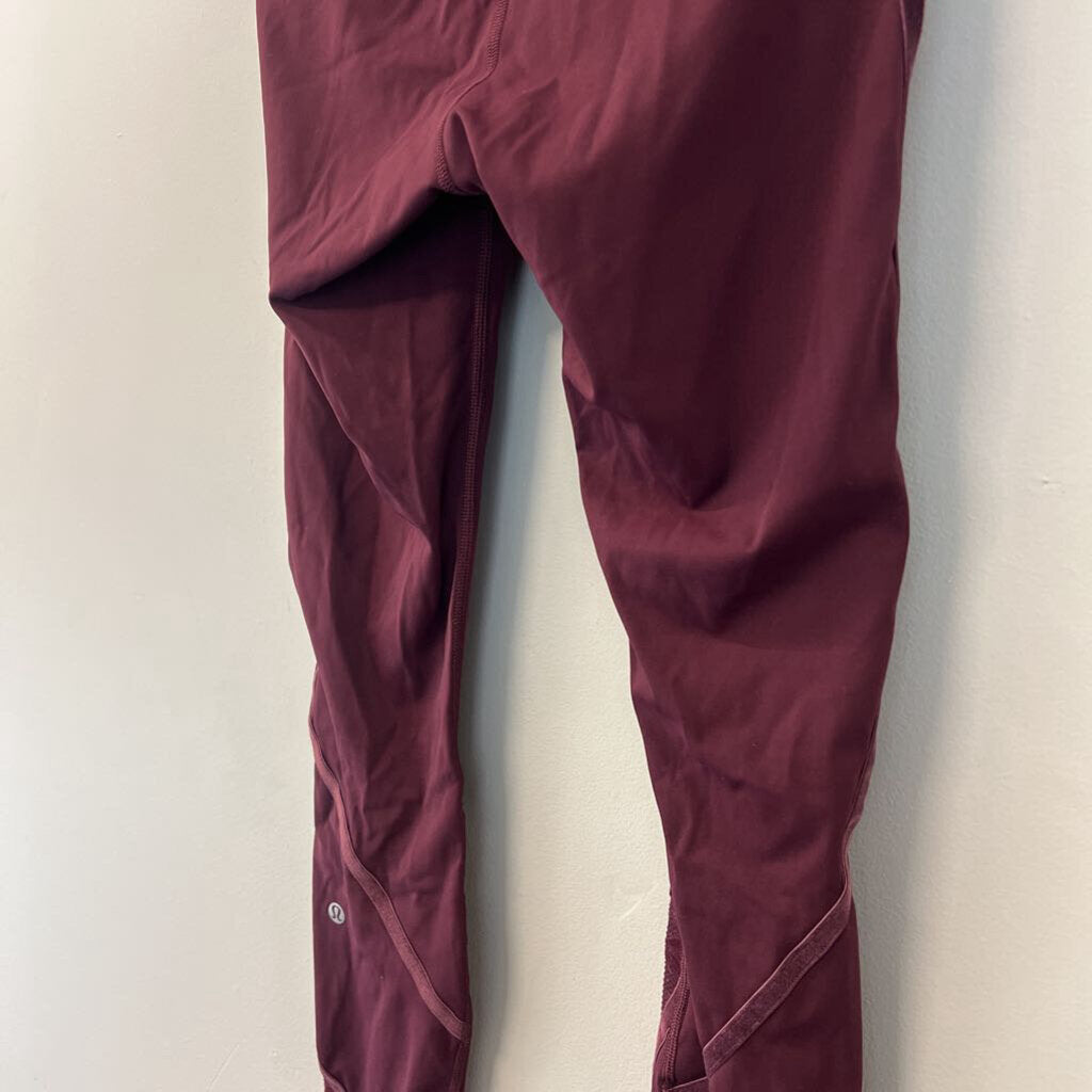 Lululemon Burgundy Full Length Mesh/ Velvet Detail Leggings 4