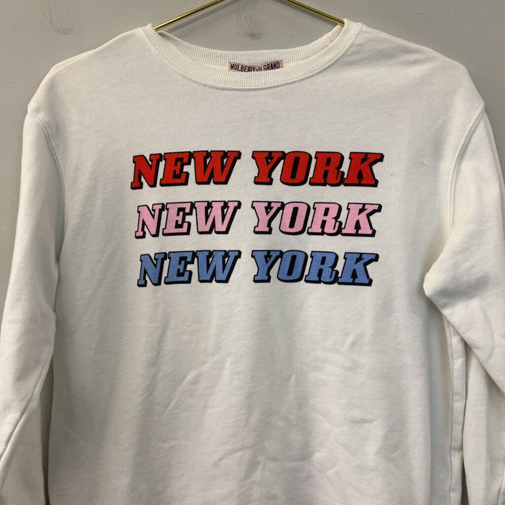 Mulberry and Grand White/ Multi New York Long Sleeve Graphic Pullover Medium