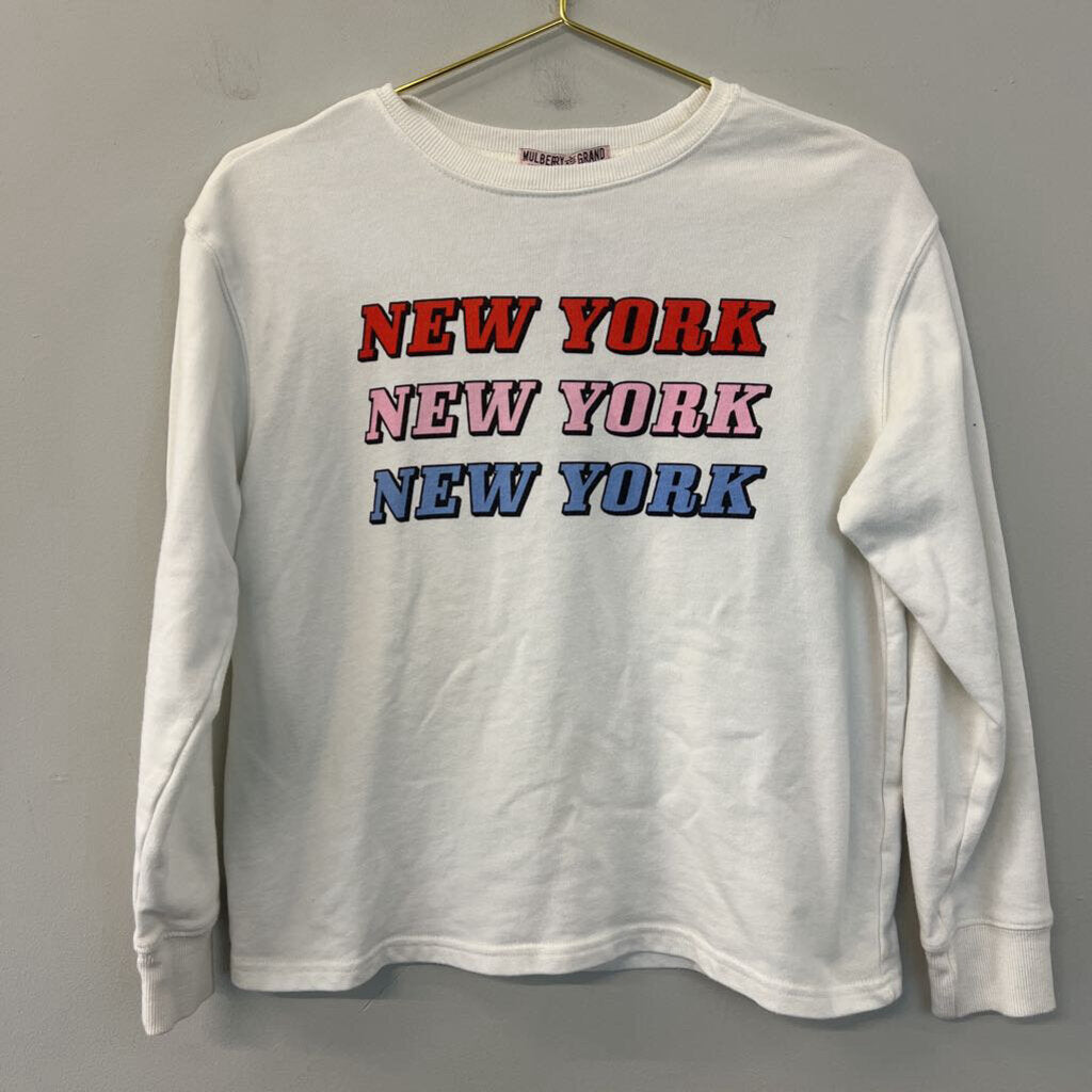 Mulberry and Grand White/ Multi New York Long Sleeve Graphic Pullover Medium