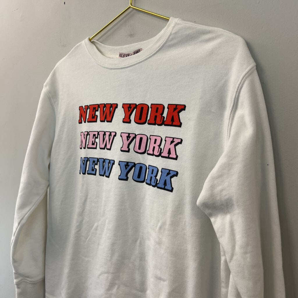 Mulberry and Grand White/ Multi New York Long Sleeve Graphic Pullover Medium