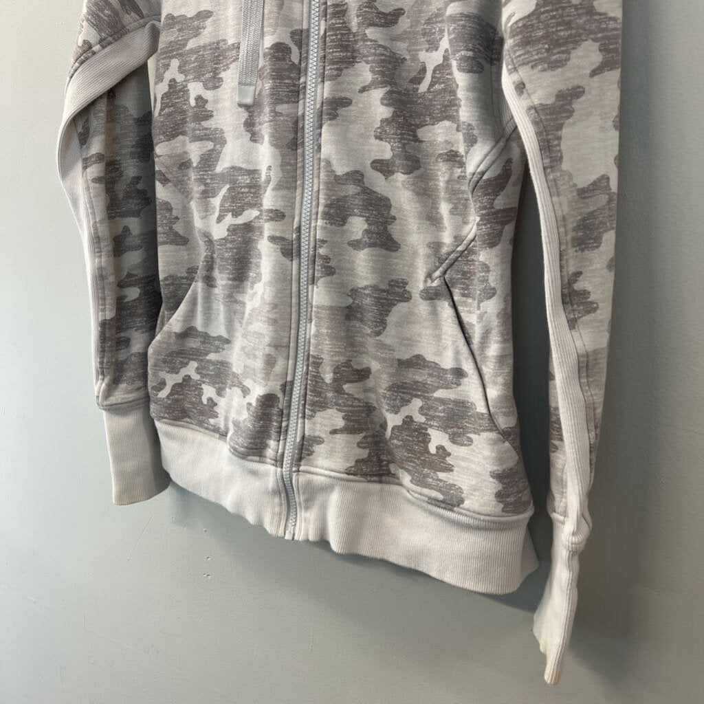 Athleta Grey Camo Print Zip Up Hooded Jacket Small Tall