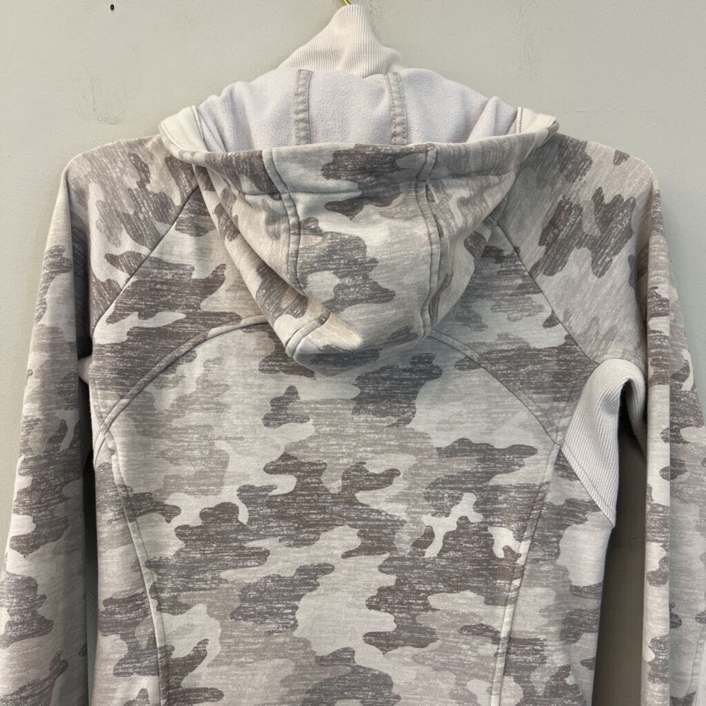 Athleta Grey Camo Print Zip Up Hooded Jacket Small Tall