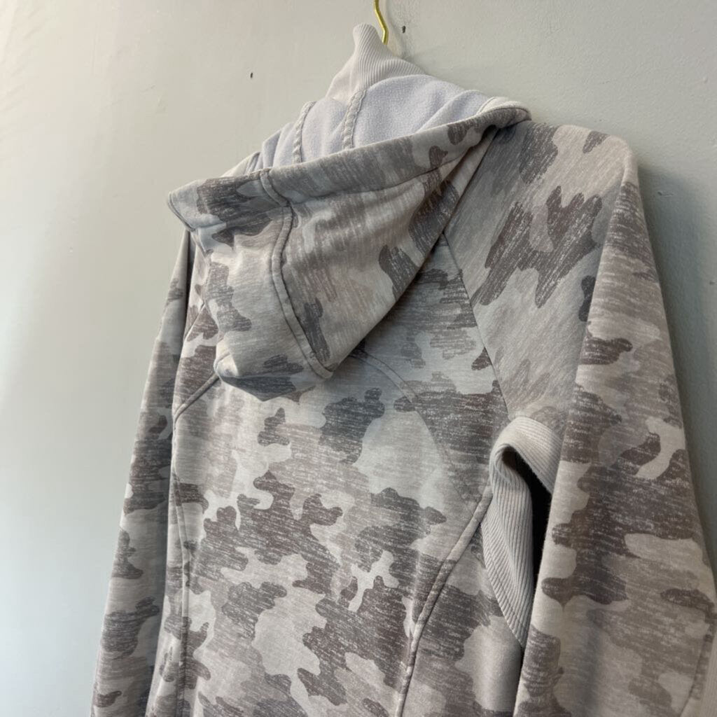 Athleta Grey Camo Print Zip Up Hooded Jacket Small Tall