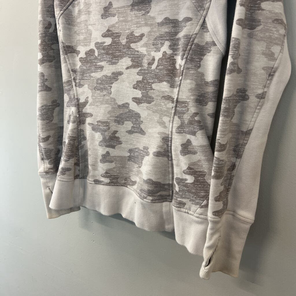 Athleta Grey Camo Print Zip Up Hooded Jacket Small Tall