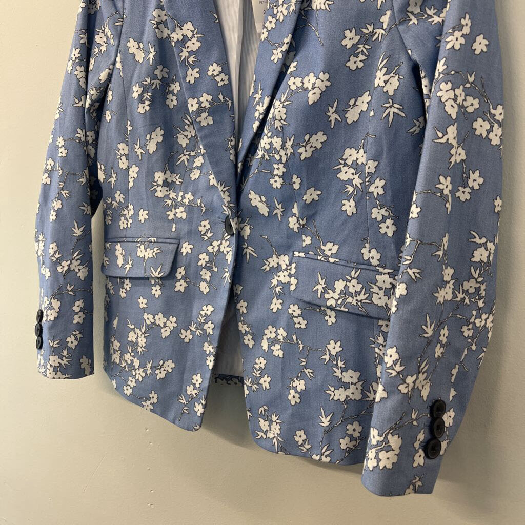 Talbots Blue/ White Flower Print Blazer 2P