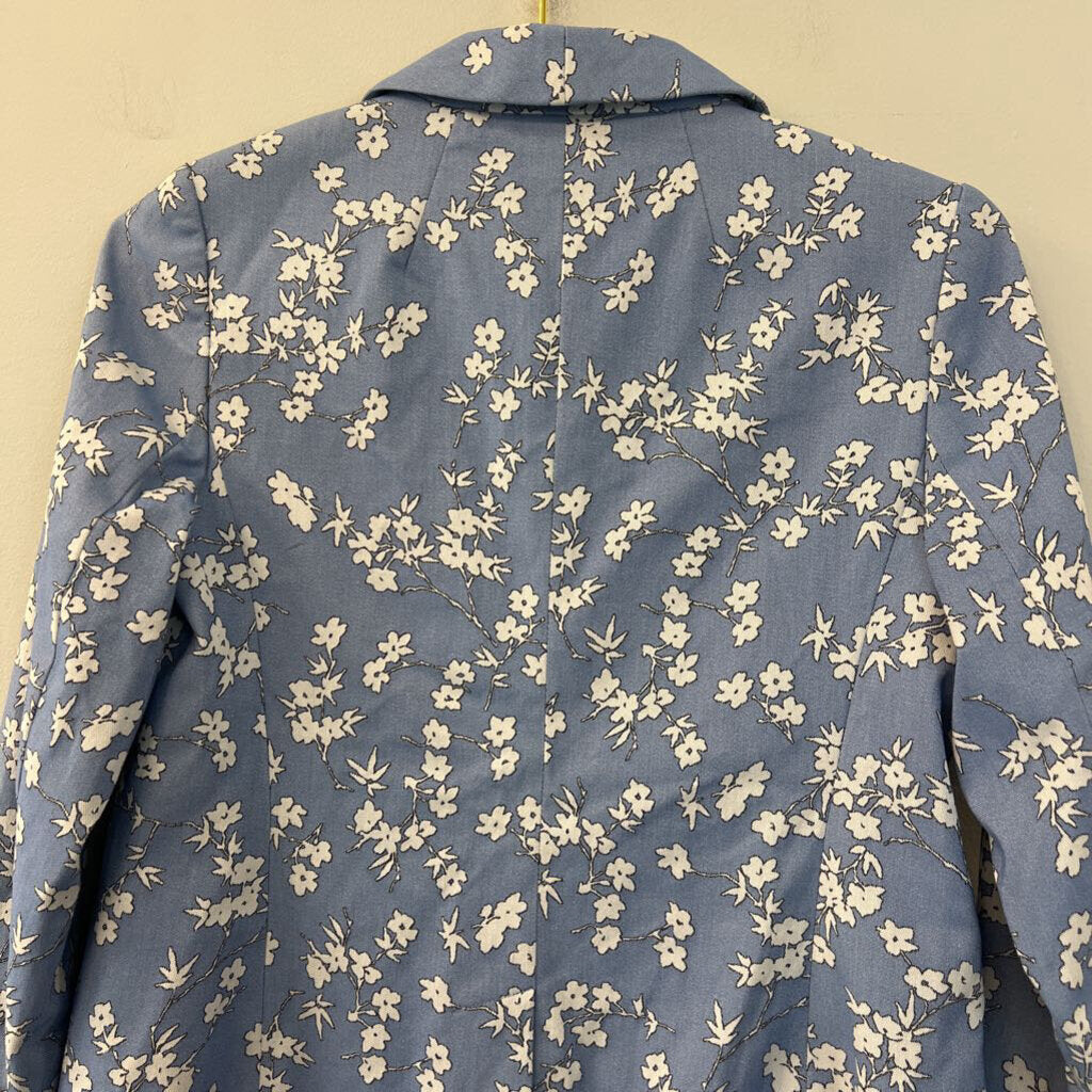 Talbots Blue/ White Flower Print Blazer 2P