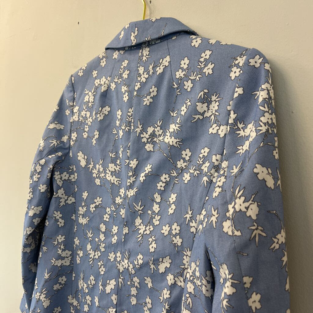 Talbots Blue/ White Flower Print Blazer 2P