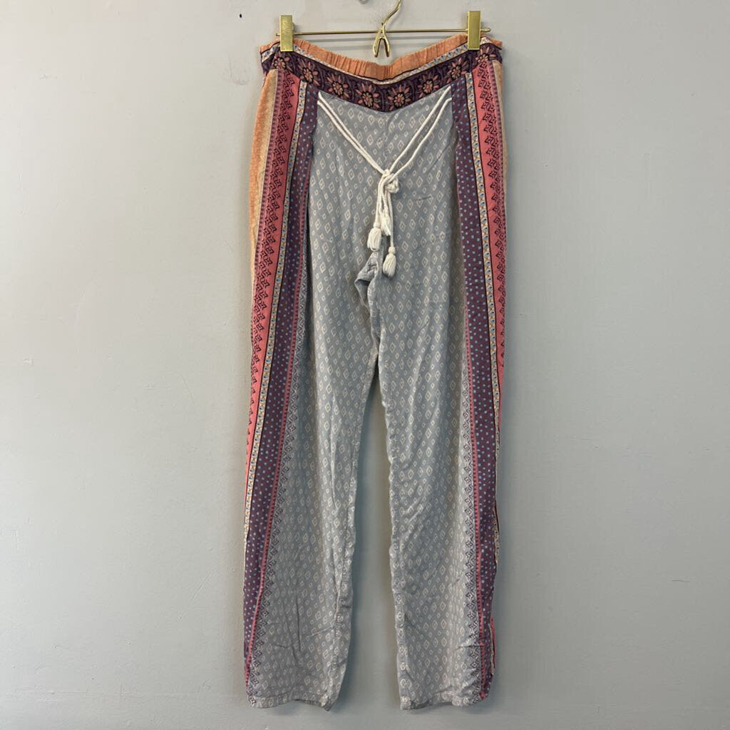 Gypsies and Moondust Blue/ Multi Print Pull On Pants Extra Large