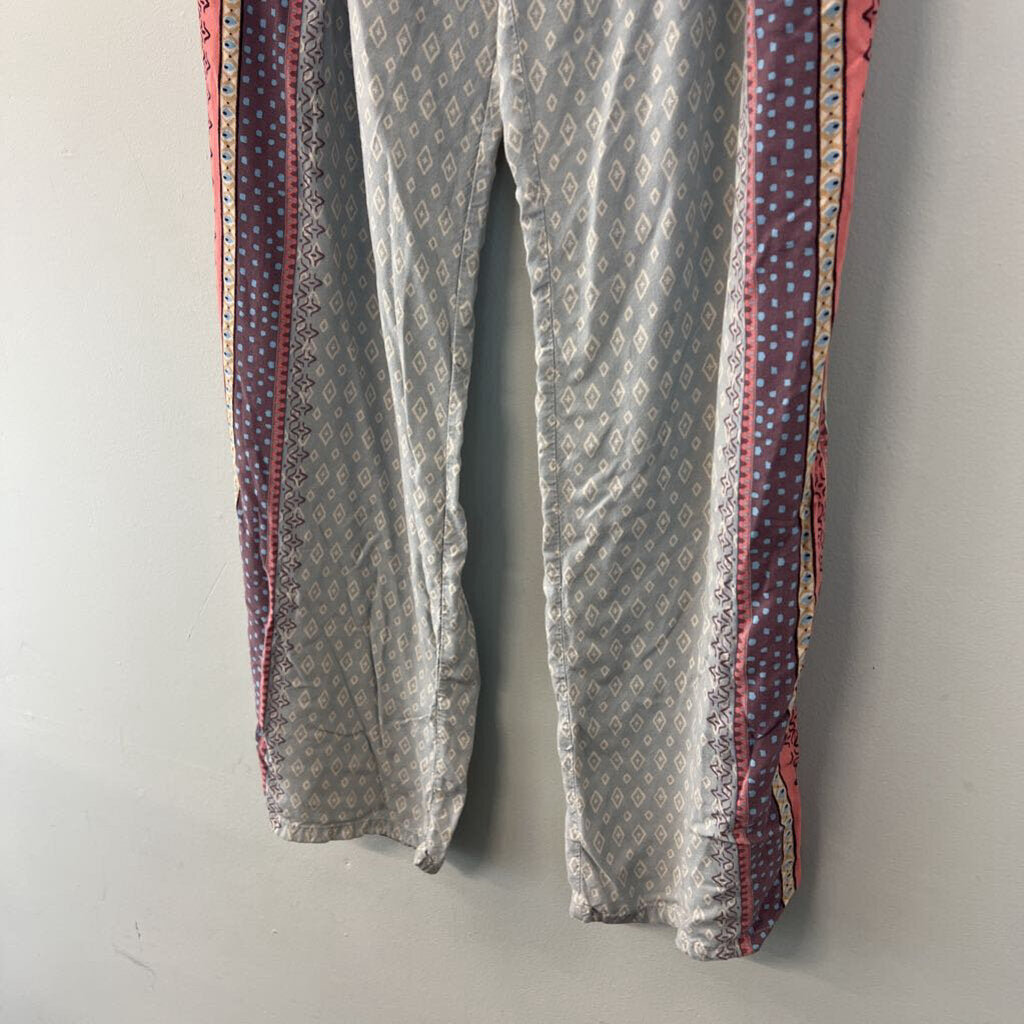 Gypsies and Moondust Blue/ Multi Print Pull On Pants Extra Large