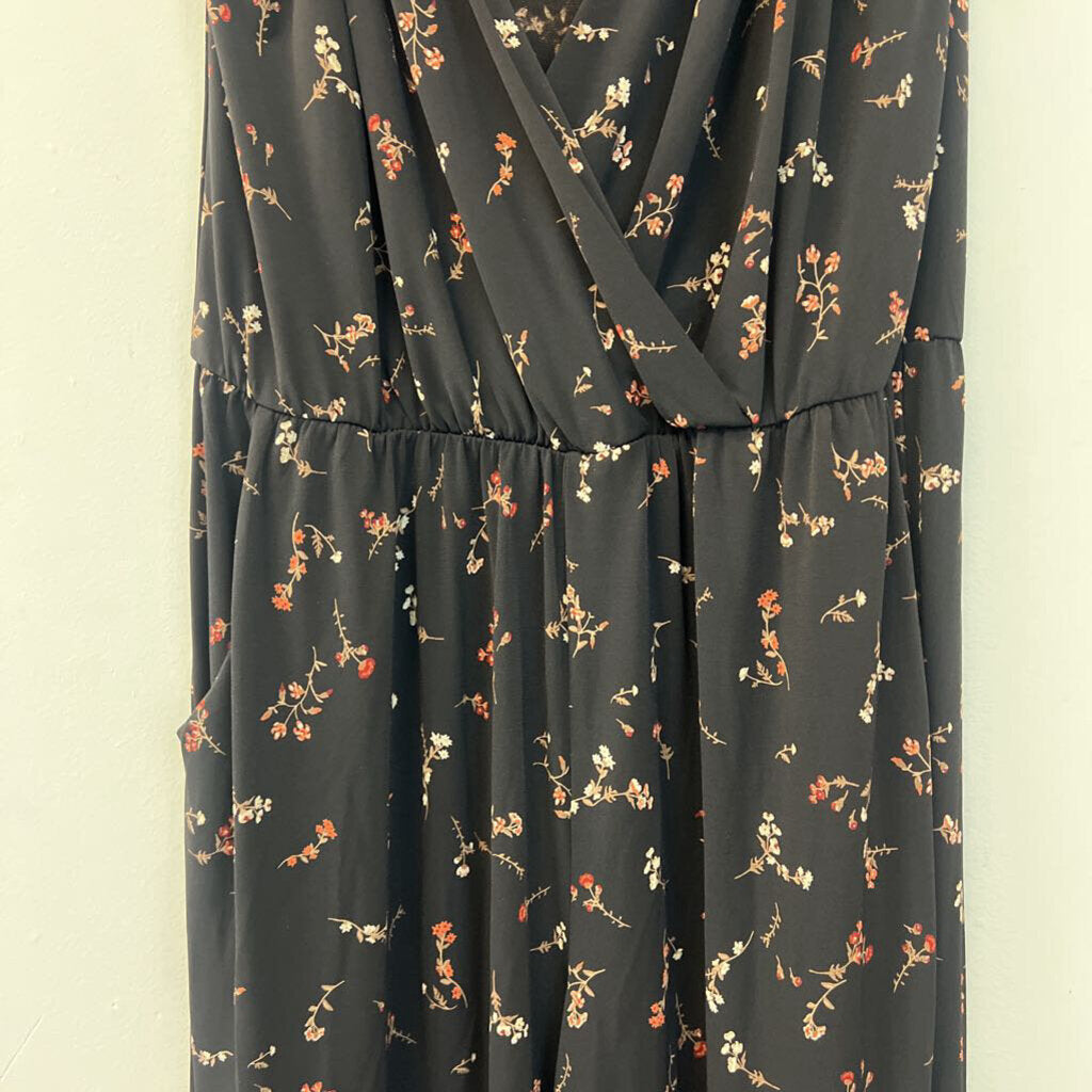 Kaileigh Black/ Multi Flower Print Jumpsuit Large