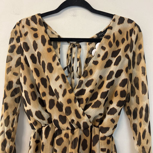 Final Touch Brown/ Black Long Sleeve Animal Print Romper Medium