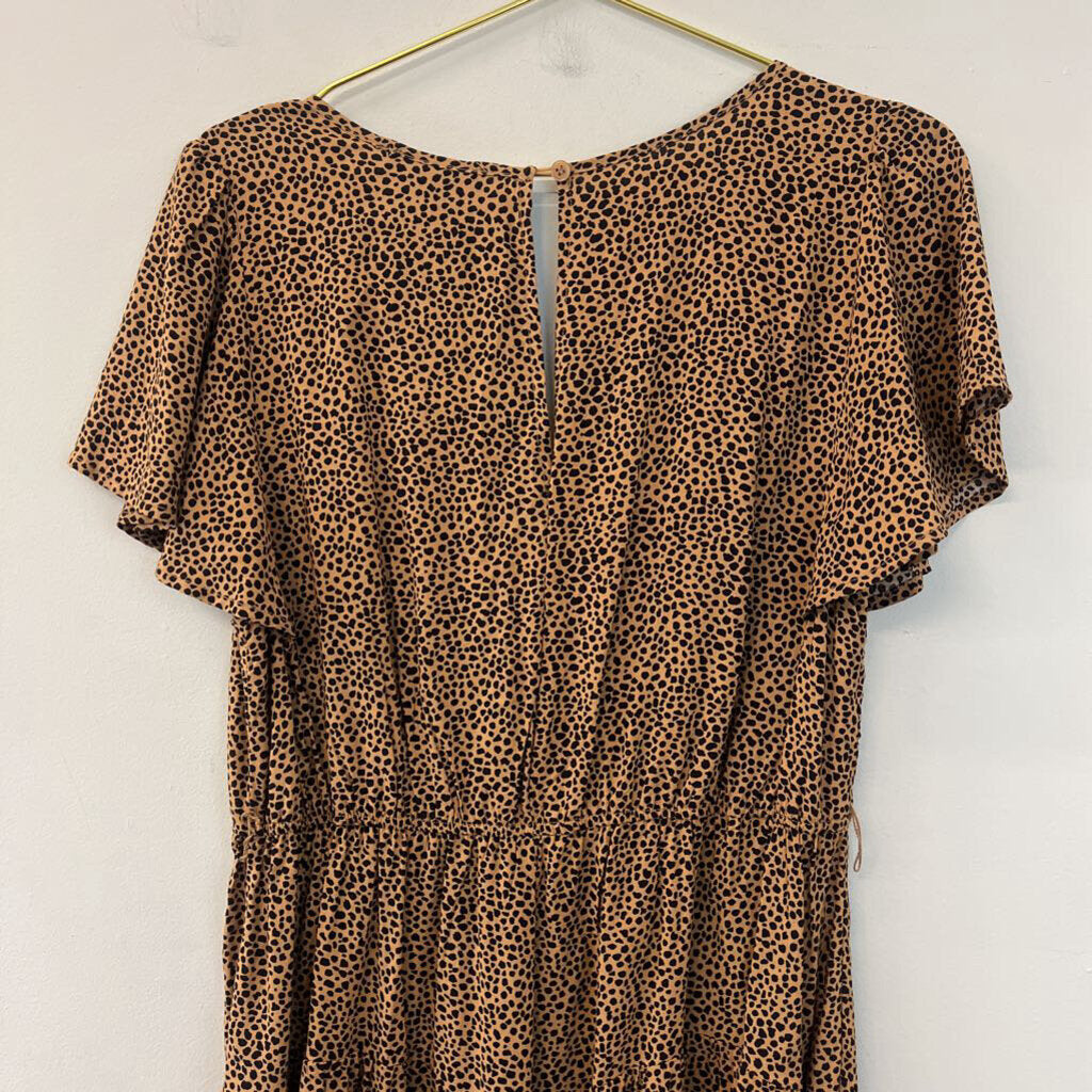 Trixxi Brown/ Black Print Short Sleeve Romper Extra Large