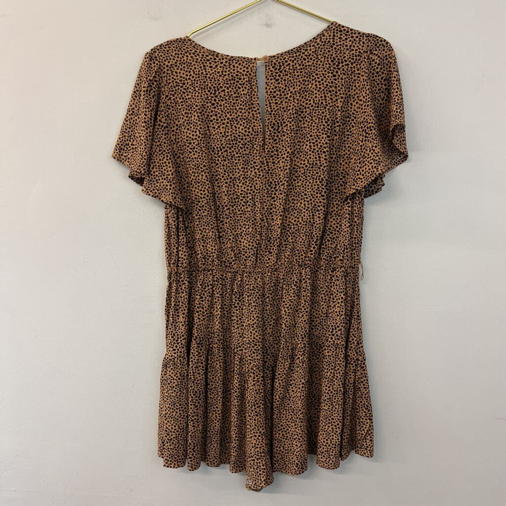 Trixxi Brown/ Black Print Short Sleeve Romper Extra Large