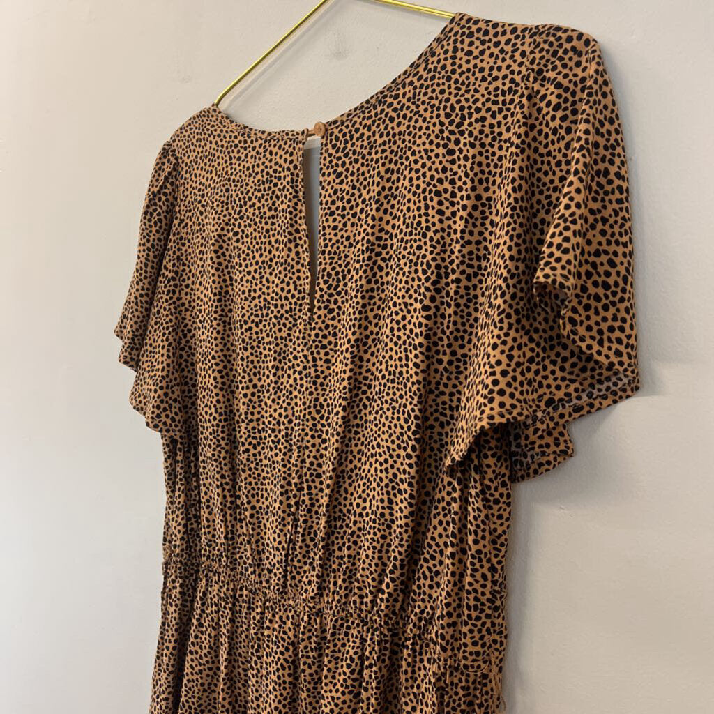 Trixxi Brown/ Black Print Short Sleeve Romper Extra Large