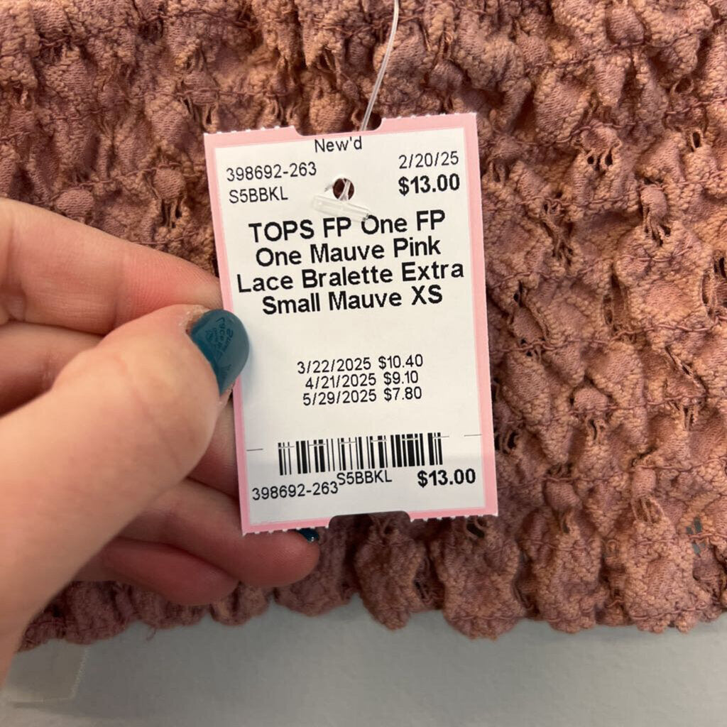 FP One Mauve Pink Lace Bralette Extra Small