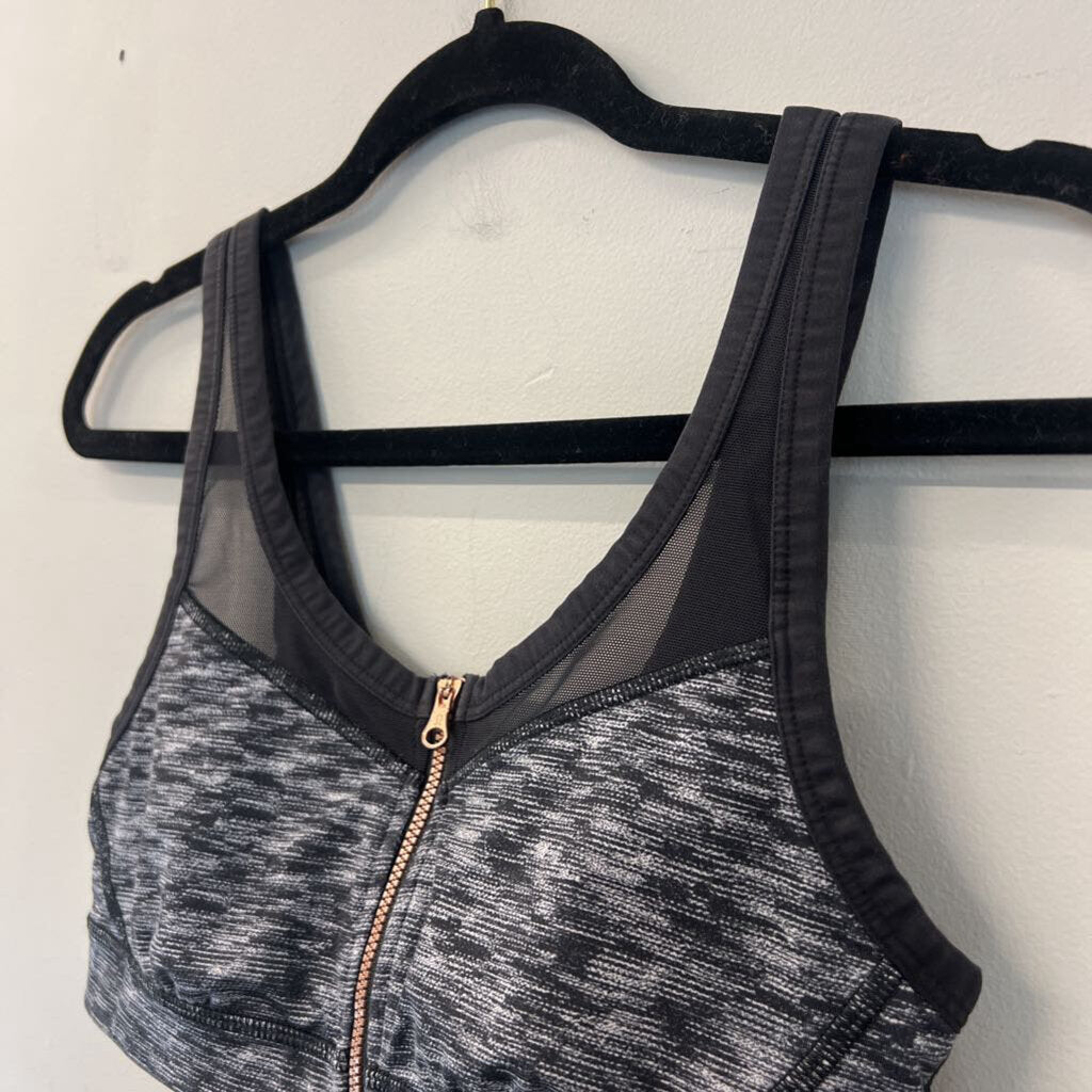 Lululemon Grey/ Black Zip Front Sports Bra 6