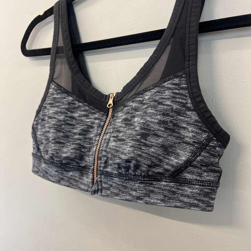 Lululemon Grey/ Black Zip Front Sports Bra 6