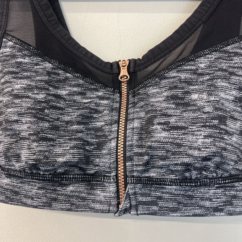 Lululemon Grey/ Black Zip Front Sports Bra 6