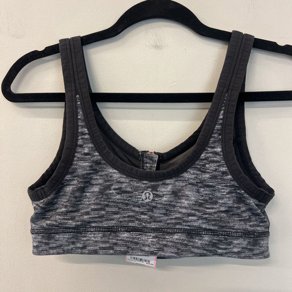 Lululemon Grey/ Black Zip Front Sports Bra 6