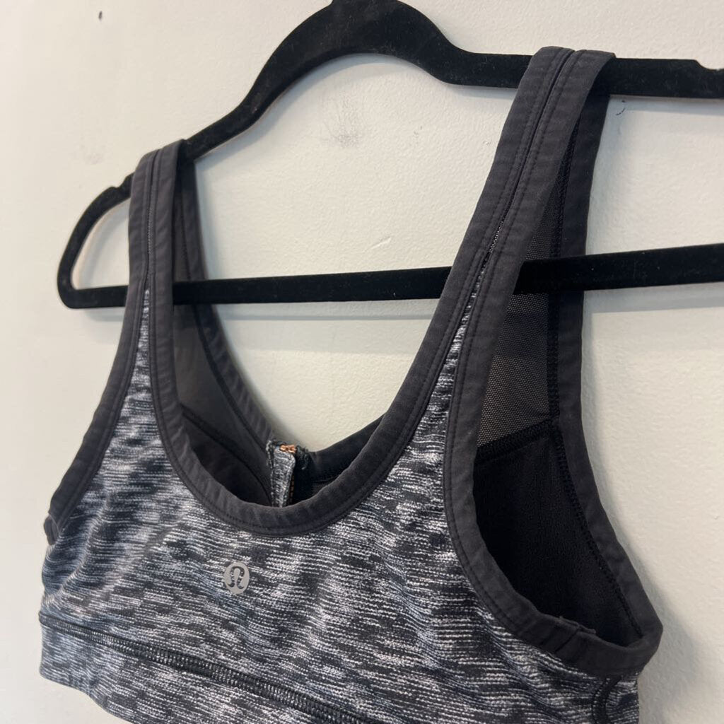 Lululemon Grey/ Black Zip Front Sports Bra 6