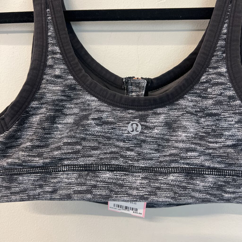 Lululemon Grey/ Black Zip Front Sports Bra 6